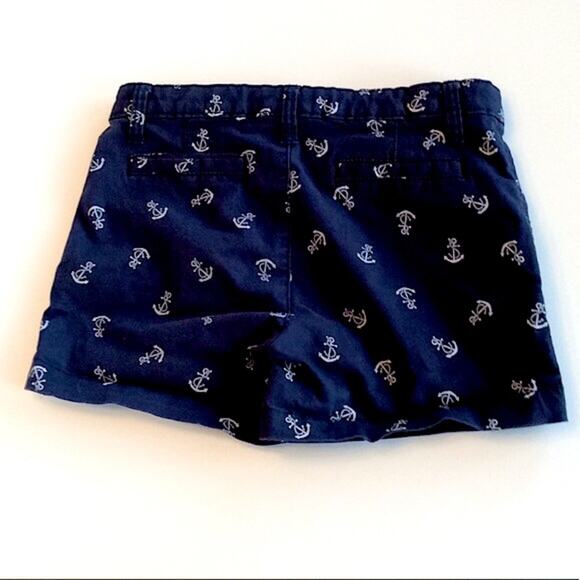Navy Shorts White Anchor Print Girls 10 - Picture 2 of 4